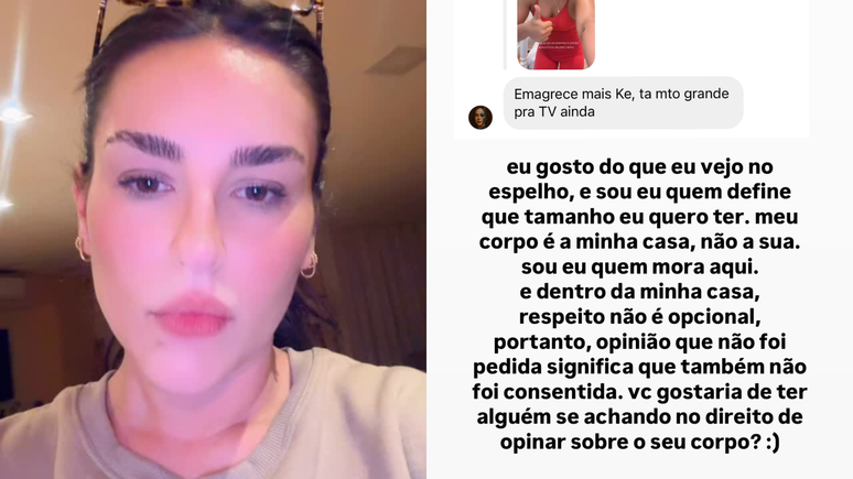 K&eacute;fera se irrita e rebate seguidora ao ser chamada de 'muito grande