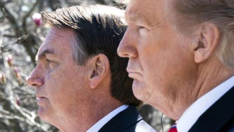 Donald Trump e Bolsonaro em evento na Casa Branca em março de 2019