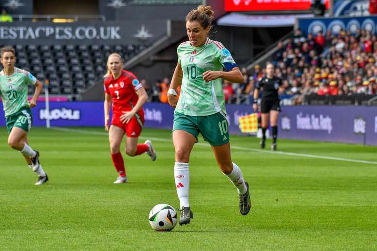 Cristiana Girelli (Itália) durante jogo contra o País de Gales, no dia 03.06.2025 