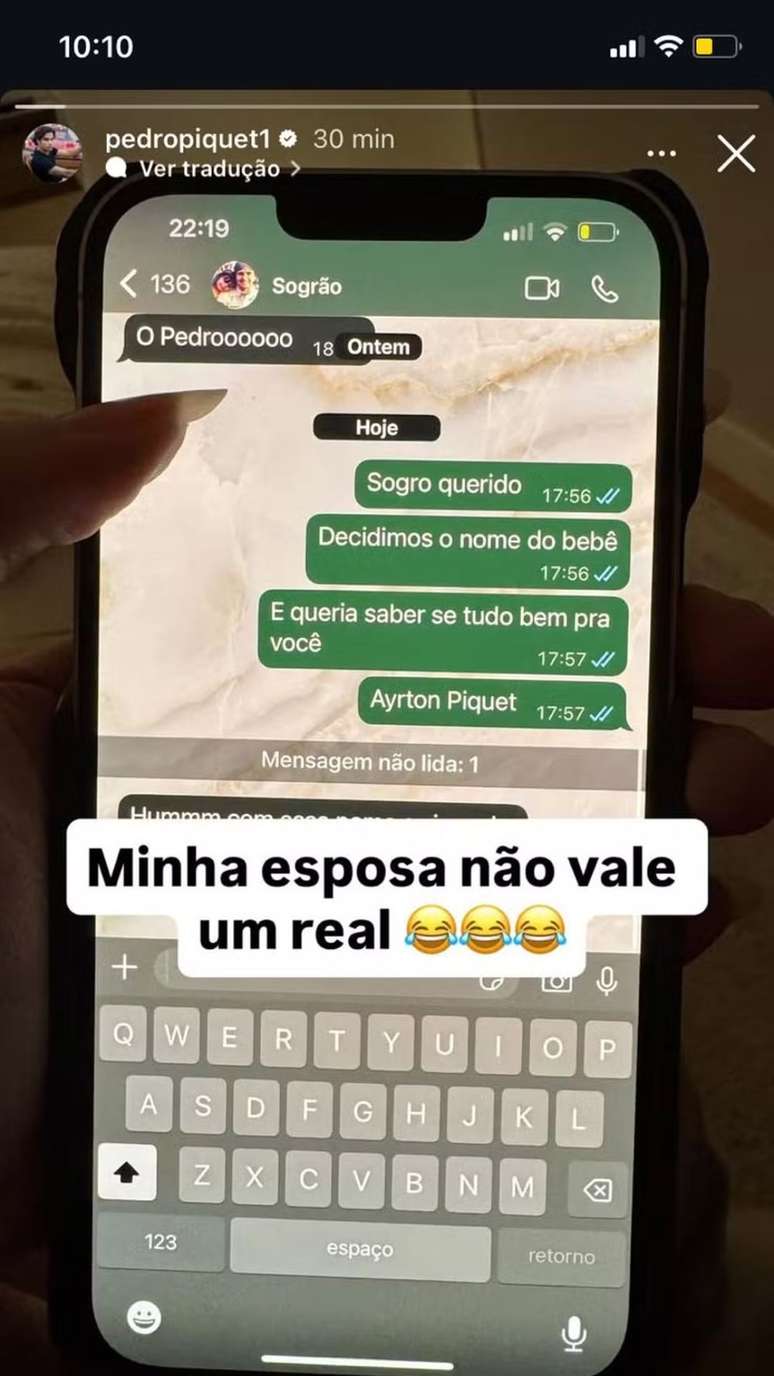 Story do filho de Nelson Piquet