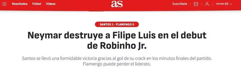 Jornais espanh&oacute;is repercutem vit&oacute;ria do Santos com atua&ccedil;&atilde;o decisiva de Neymar &ndash;