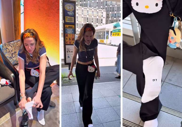 Luciana Gimenez andando de meia no Japão