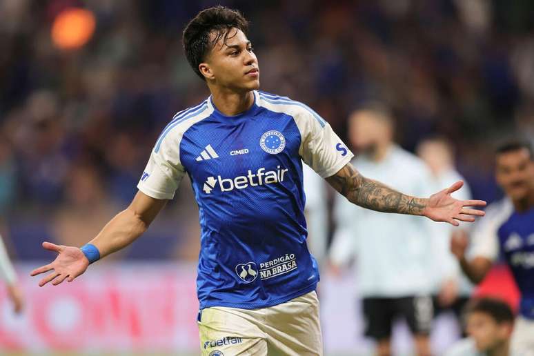 Kaio Jorge (Cruzeiro) celebrando seu gol contra o Grêmio, no dia 13.07.2025  