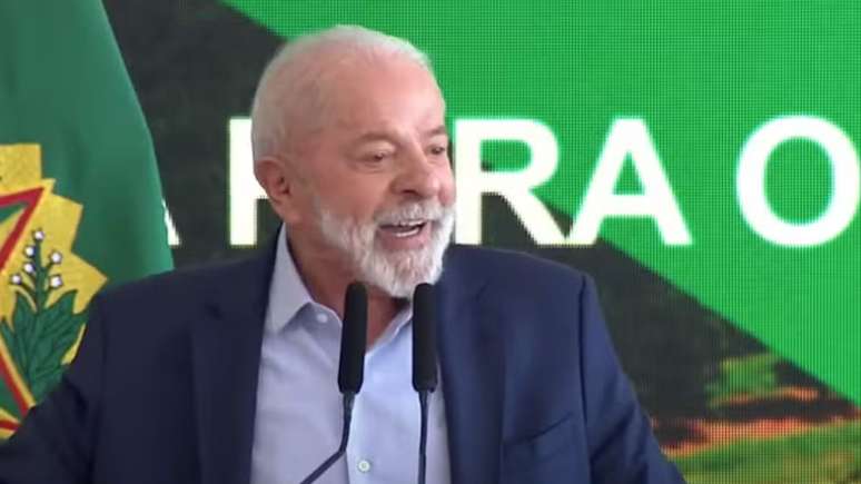 O presidente Lula durante discurso em cerimônia de lançamento do Plano Safra 2025