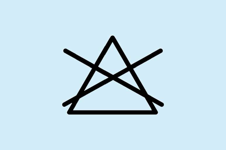 O tri&acirc;ngulo indica o tipo de alvejante que pode ser usado na pe&ccedil;a 