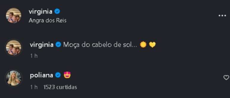 Poliana Rocha reacts and comments on a bold photo of Virginia Poliana Rocha reacts and comments on a bold photo of Virginia