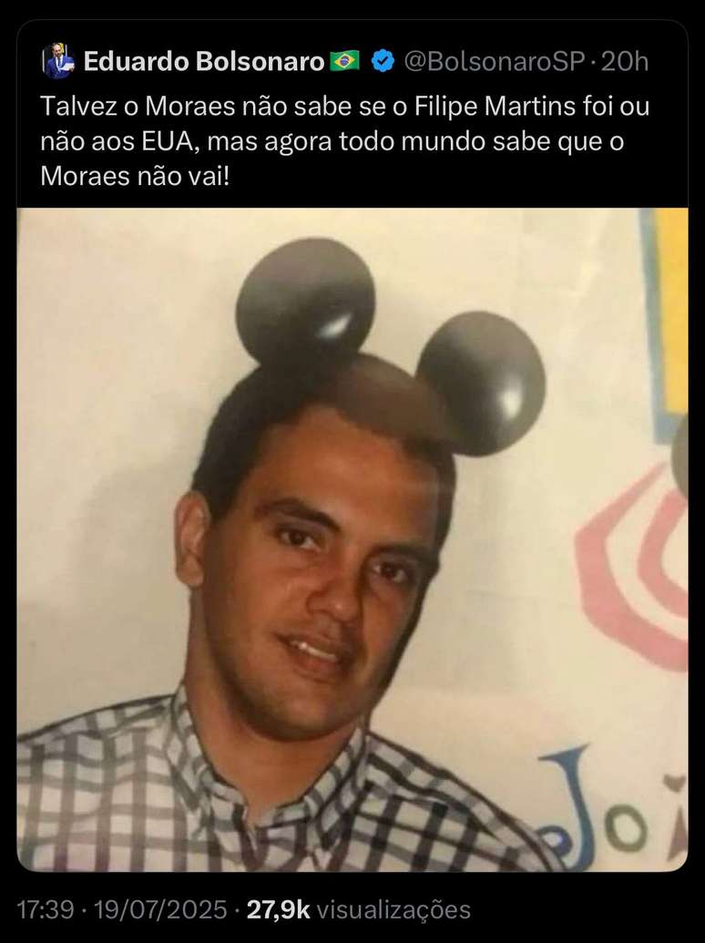 Eduardo Bolsonaro ameaça e tira sarro de Alexandre de Moraes