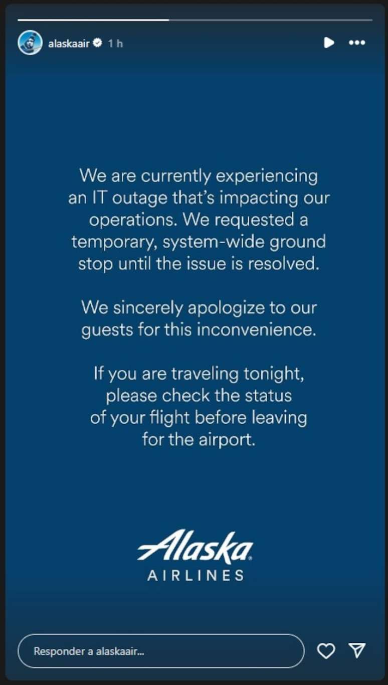 Alaska Airlines resumes flights after temporary suspension due to the failure of the company’s IT system
