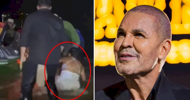 F&atilde; &eacute; empurrada de barco durante show de Eduardo Costa