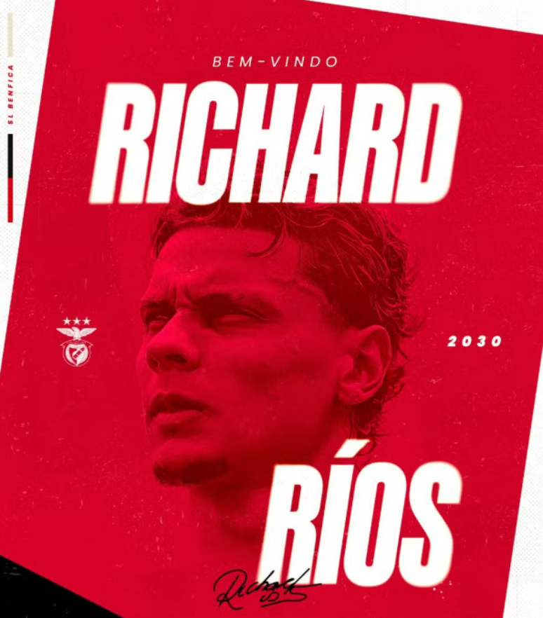 Richard R&iacute;os foi anunciado como jogador do Benfica