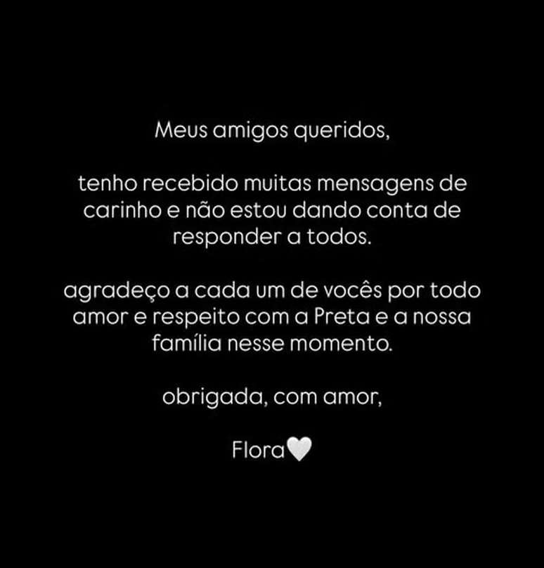 Flora Gil abre o cora&ccedil;&atilde;o e desabafa sobre morte de Preta Gil