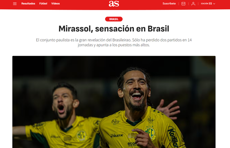 Mirassol ganha destaque no jornal AS