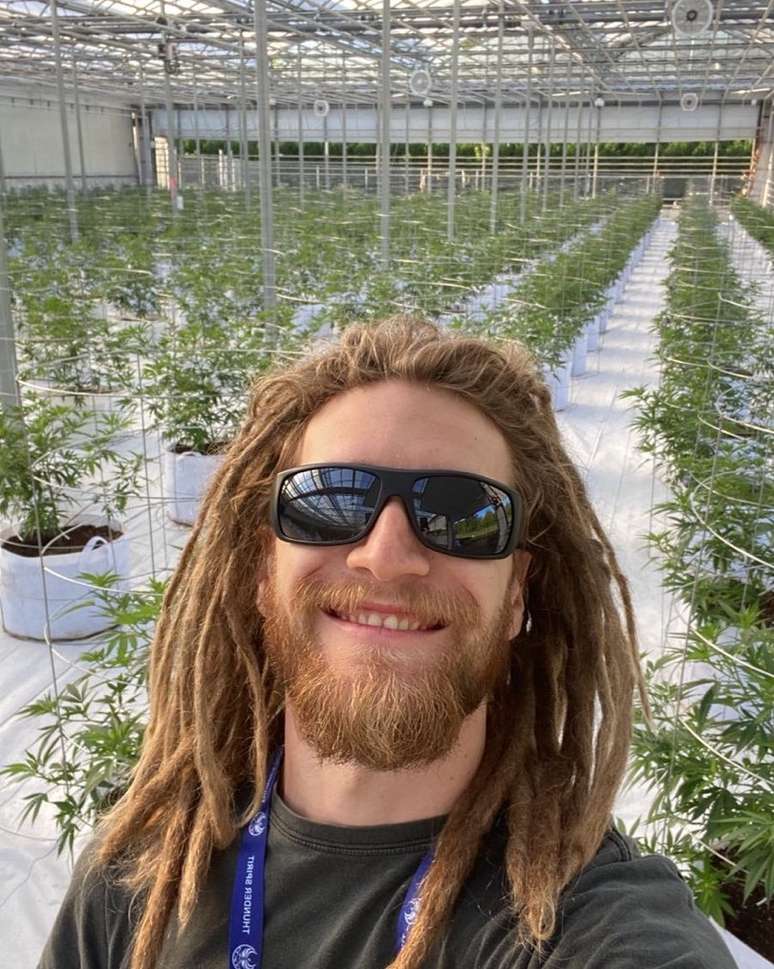 Bruno Ciocler posa em meio ao cultivo de cannabis
