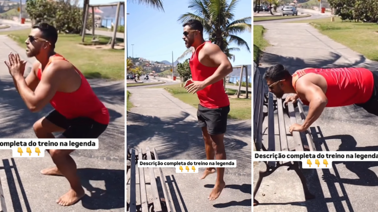 Agachamento com salto e flexão