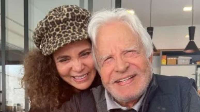 Cid Moreira with his widow, Fatima Sampaio