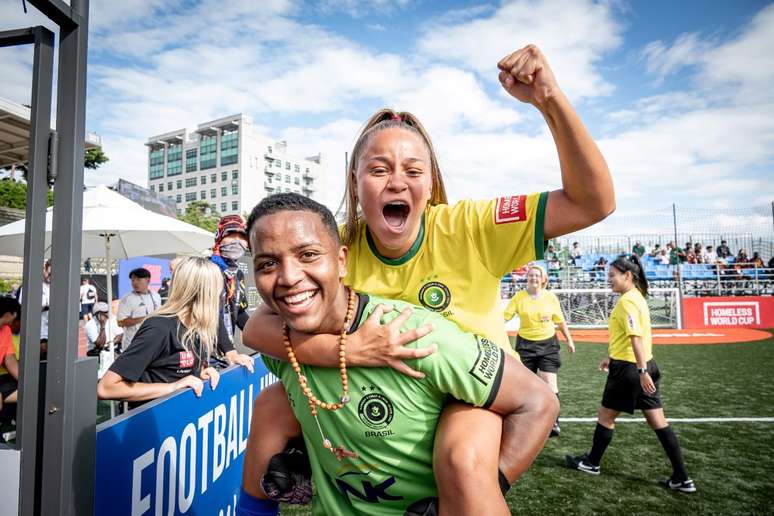 Jogadores da seleção brasileira em 2024, no mundial disputado na Coreia. Times são mistos. Dos oito convocados deste ano, duas são mulheres.