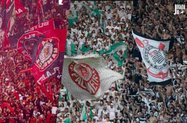 Fotos: Adriano Fontes/Flamengo Cesar Greco/ Palmeiras Rodrigo Coca/Ag&ecirc;ncia Corinthians - Legenda: Flamengo segue no topo da lista de maior torcida do Brasil