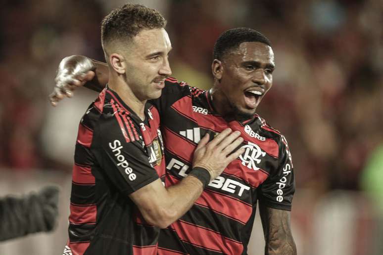 Leo Ortiz celebra muito. Foi dele o gol que decidiu a vit&oacute;ria do Flamengo sobre o Atl&eacute;tico. Fotos: Gilvan de Souza/Flamengo