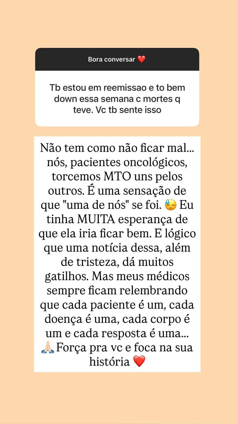 Resposta de Fabiana Justus a pergunta de f&atilde; 