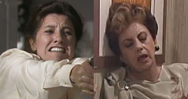 Transtornada de ciúme, Leila (Cássia Kis) atirou em Odete Roitman (Beatriz Segall) na 'Vale Tudo' de 1988