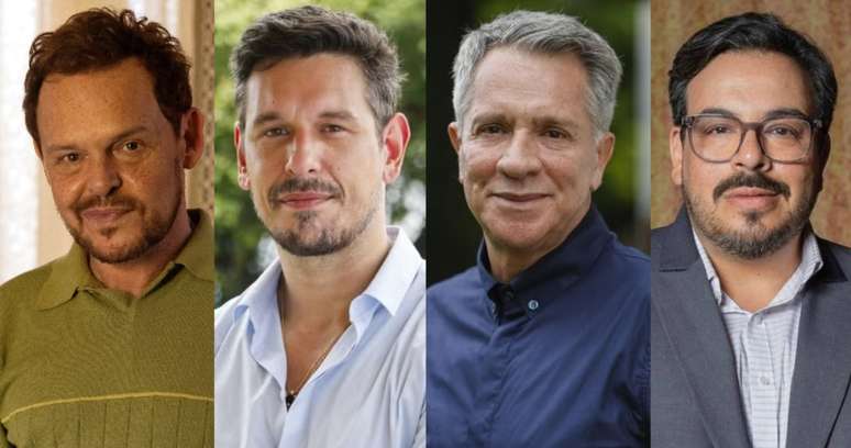 Poliana (Matheus Nachtergaele), Renato (João Vicente de Castro), Eugênio (Luis Salém) e Freitas (Luis Lobianco): um deles pode eliminar Odete Roitman para defender alguém