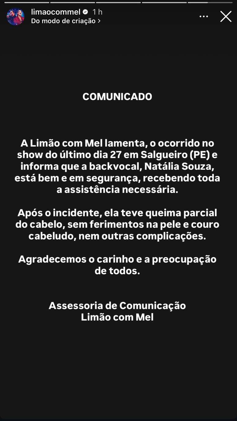 Comunicado oficial da banda Lim&atilde;o com Mel 