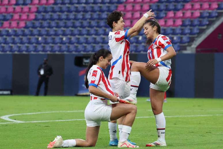 Paraguaias celebram o gol de Camila Arrieta, que garante vaga da sele&ccedil;&atilde;o no Pan de 2027 &ndash; Copa Am&eacute;rica Femenina &ndash;