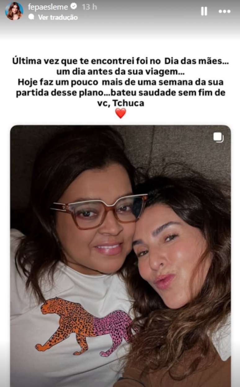 Fernanda Paes Leme homenageia Preta Gil e relembra &uacute;ltimo encontro com a amiga, que morreu no domingo, 20