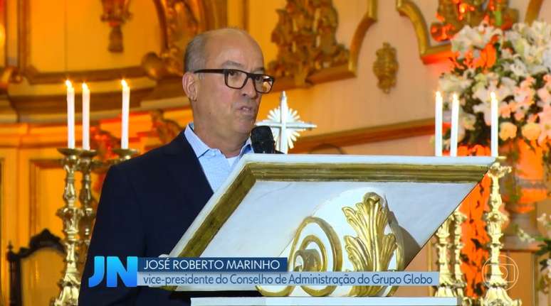 Um dos donos da Globo, José Roberto Marinho, na missa em celebração aos 100 anos do jornal 'O Globo', na Igreja Nossa Senhora do Carmo, no Rio