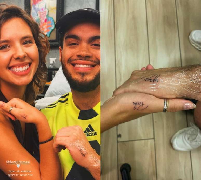 Francisco Gil e Flor Gil exibem tatuagem com o nome “Preta”, em homenagem à cantora.