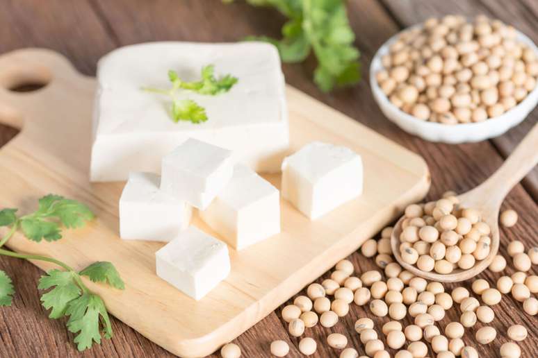 The tofu, made of soy, is an excellent source of protein 