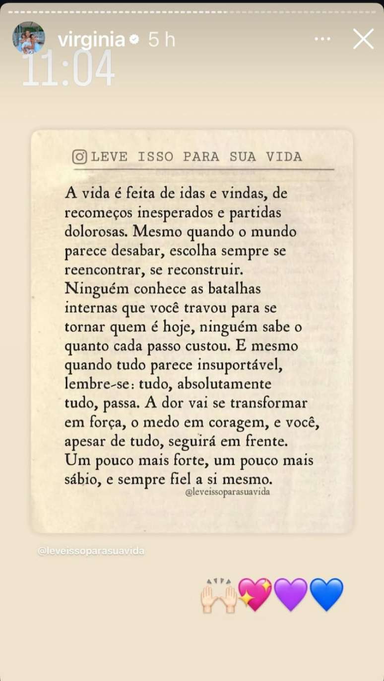 Virginia Fonseca posta texto enigmático em meio ao processo de divórcio de Zé Felipe