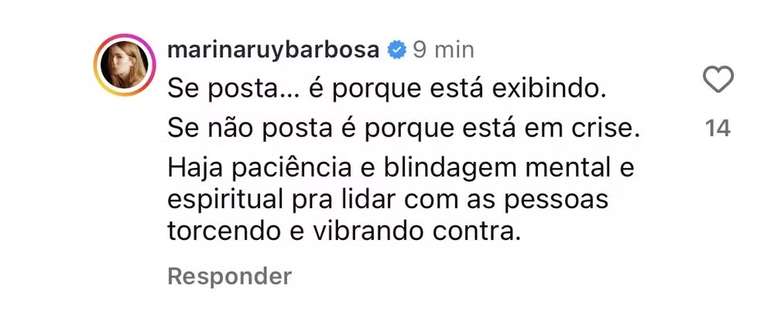 Marina Roy Barbosa annoys himself after the voices on the commitment crisis