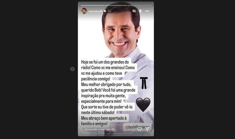 O apresentador e também locutor Marcelo Café, da Band FM, se manifestou a respeito da morte do amigo 