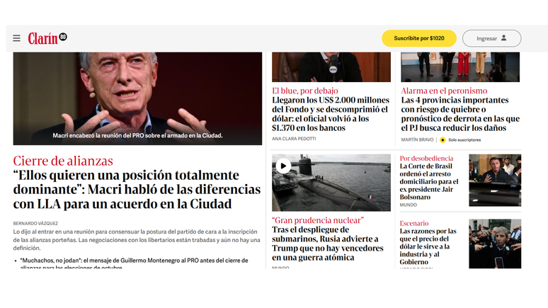 Na Argentina, Clar&iacute;n chama pris&atilde;o domiciliar de Bolsonaro de 'desobedi&ecirc;ncia'