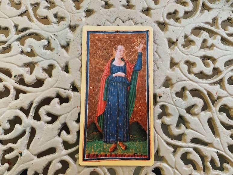 Carta Estrela Mulher. Refer&ecirc;ncia: arocchi Visconti-Sforza. US Games, 1975