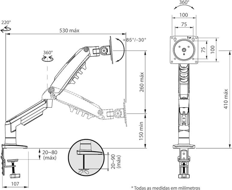 Suporte Articulado de Mesa ELG F80N