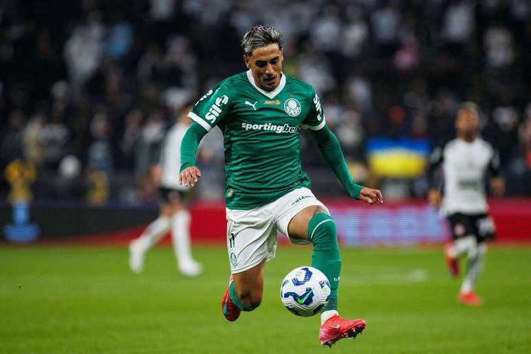 Facundo Torres (Palmeiras) durante jogo contra o Corinthians, no dia 31.07.2025 