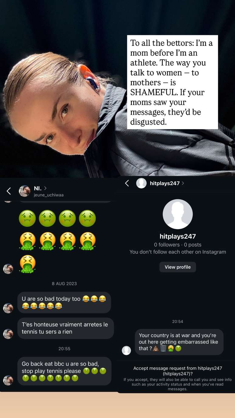 Tenista compartilhou ameaças que recebeu pelas redes sociais