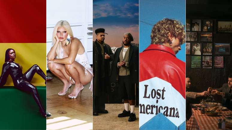 Capas de: Amaarae, Duda Beat, Deekapz, Machine Gun Kelly e Jonas Brothers