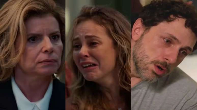 Odete (Debora Bloch), Heleninha (Paolla Oliveira) e Leonardo (Guilherme Magon) de Vale Tudo