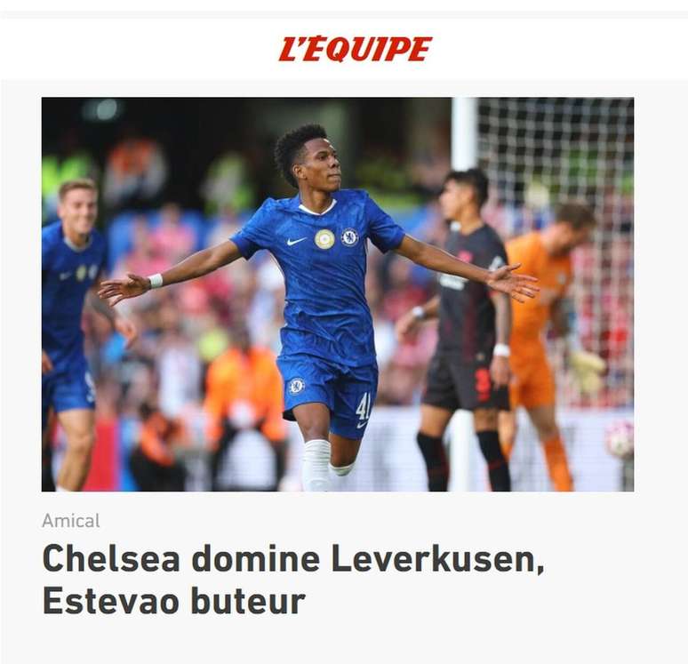 L’Equipe também repercute estreia de Estêvão –