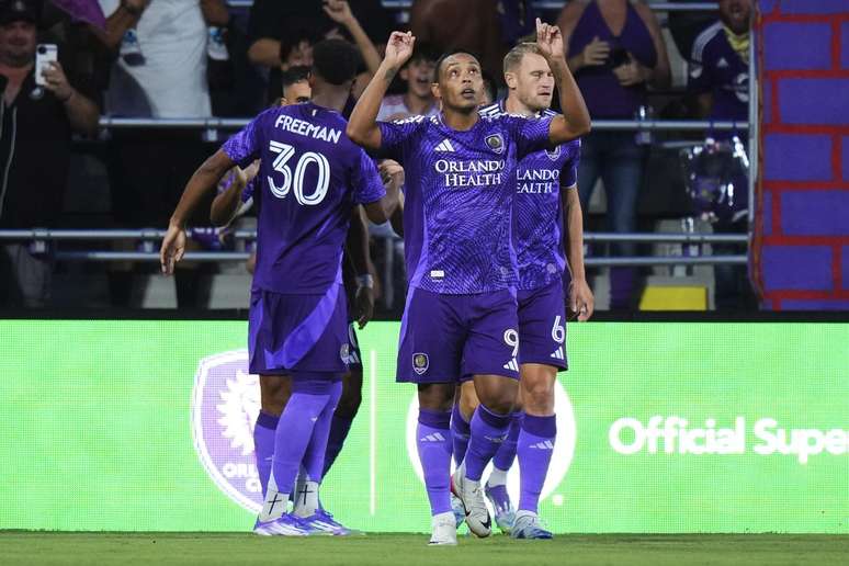 Luis Muriel comemorando um de seus gols na goleada do Orlando City sobre o Inter Miami 