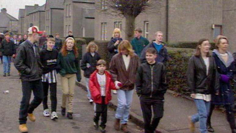 Haney liderou manifestantes contra um pedófilo no conjunto habitacional de Raploch