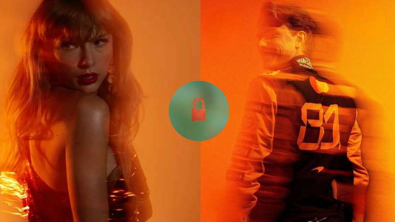 Montagem da cantora Taylor Swift com Oscar Piastri