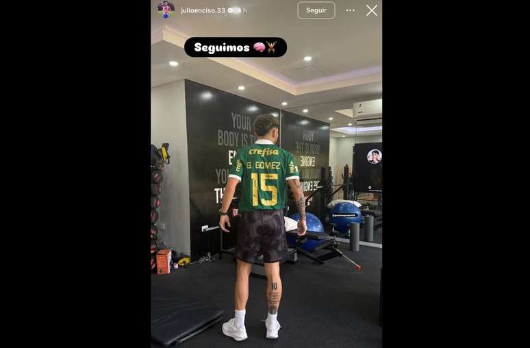 Enciso postou foto recentemente usando uma camisa do Palmeiras &ndash;