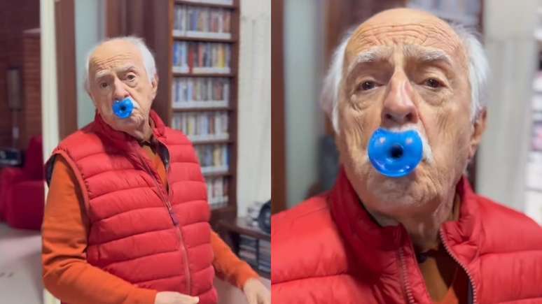 Ary Fontoura surgiu chupando chupeta nas redes sociais