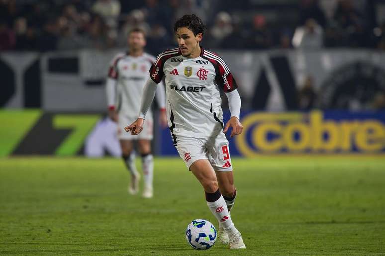 Pedro (Flamengo) durante jogo contra o Bragantino, no dia 24.07.2025