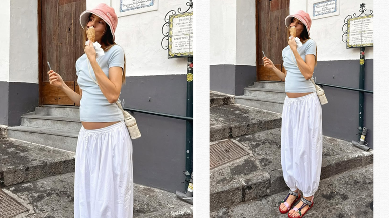 Camila Queiroz com calça aladim 