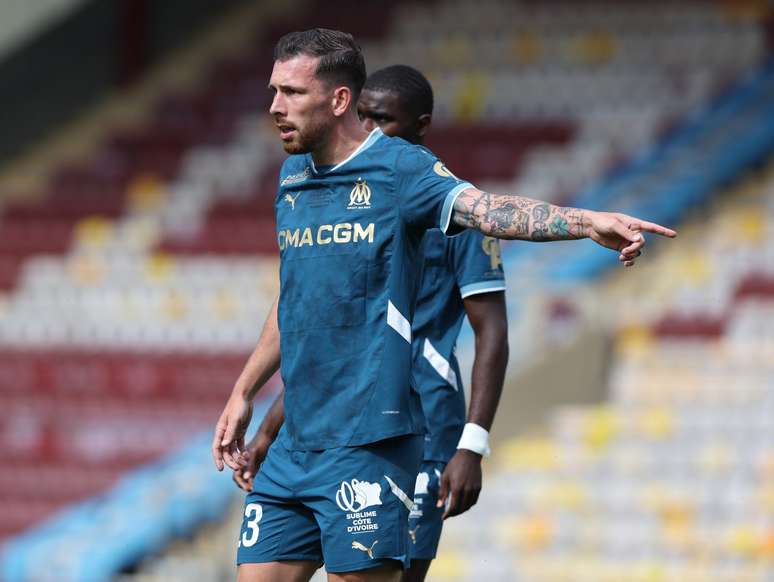 Hojberg durante partida do Olympique de Marseille 